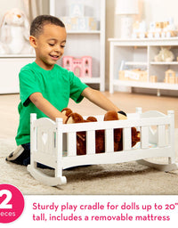 Melissa & Doug Mine to Love Wooden Play Cradle for Dolls, Stuffed Animals - White
