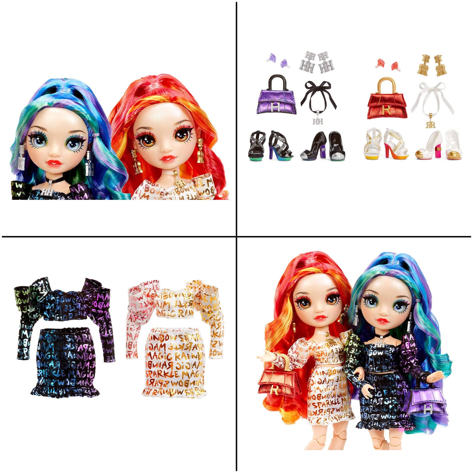 Rainbow High Special Edition Twin (2-Pack) Laurel & Holly De'Vious Fashion Dolls, Multicolor Designer Metallic Outfits, Gift for Kids and Collectors, Toys for Kids Ages 6 7 8+ to 12 Years Old