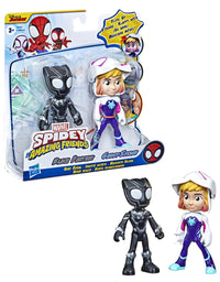 Marvel Spidey and His Amazing Friends Hero Reveal 2-Pack,-Action Figures,-Mask Flip Feature, Ghost-Spider and Black Panther, 3 and Up
