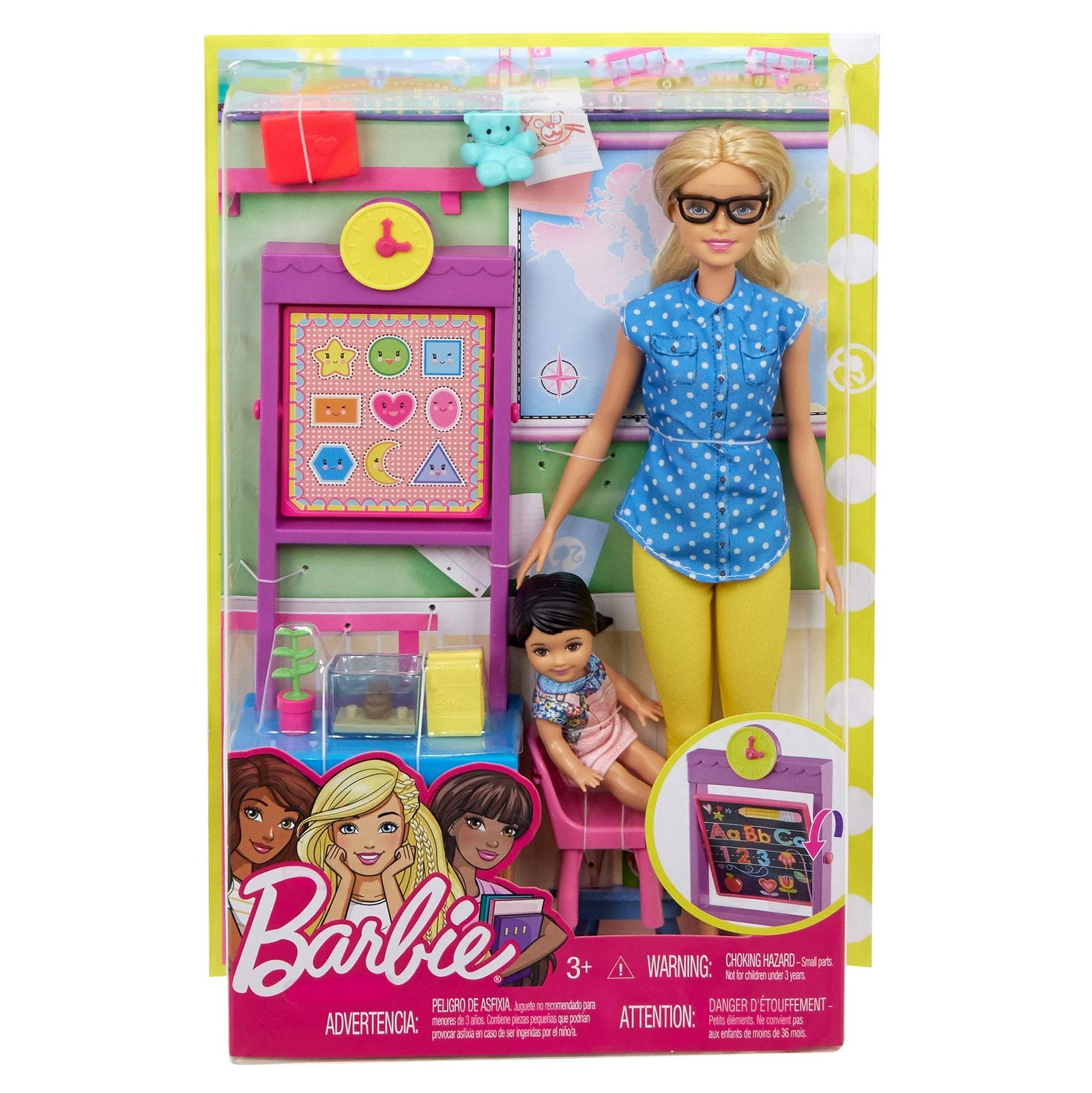 Barbie Teacher Doll with Flipping Blackboard Playset and School-Themed Toys [Amazon Exclusive]