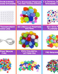 MOISO Mega Kids Crafts and Art Supplies Jar Kit - 550+ Piece Set - Make Bracelets and Necklaces - Plus Glitter Glue, Construction Paper, Colored Popsicle Sticks, Google Eyes, Pipe Cleaners
