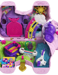 Polly Pocket Unicorn Party Large Compact Playset with Micro Polly & Lila Dolls, 25+ Surprises to Discover & Fun Princess Party Play Areas: Bouncy House, Castle, Swings, Water Floatie & More

