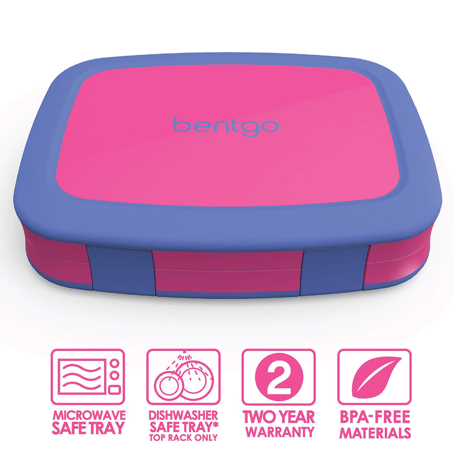 Bentgo Kids Brights – Leak-Proof, 5-Compartment Bento-Style Kids Lunch Box – Ideal Portion Sizes for Ages 3 to 7 – BPA-Free, Dishwasher Safe, Food-Safe Materials (Fuchsia)