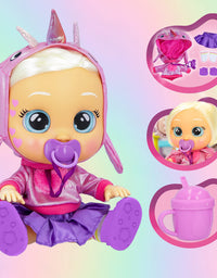 Cry Babies Kiss Me Stella - 12" Baby Doll | Deluxe Blushing Cheeks Feature | Shimmery Changeable Outfit with Bonus Baby Bottle
