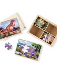 Melissa & Doug Dinosaurs 4-in-1 Wooden Jigsaw Puzzles in a Storage Box (48 pcs)
