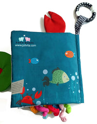 Fish Soft Cloth Book, Shark Tails Soft Activity Crinkle Baby Books Toys for Early Education for Babies,Toddlers,Infants,Kids, Teether Ring,Teething Baby Book Baby Shark,Octopus, Ocean Sea Animal Books
