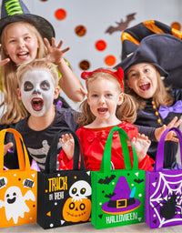 4 Pack Candy Felt Holder Halloween Bags Trick or Treat Gift Bags for Kids, Halloween Boo Spooky Baskets, Trick or Treating Bags, Halloween Candy Bags, Halloween Snacks Bucket, Halloween Goodie Bags
