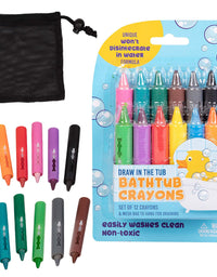 Bath Crayons Super Set - Set of 12 Draw in The Tub Colors with Bathtub Mesh Bag, Unique Won't Disintegrate in Water Formula - Easter Basket
