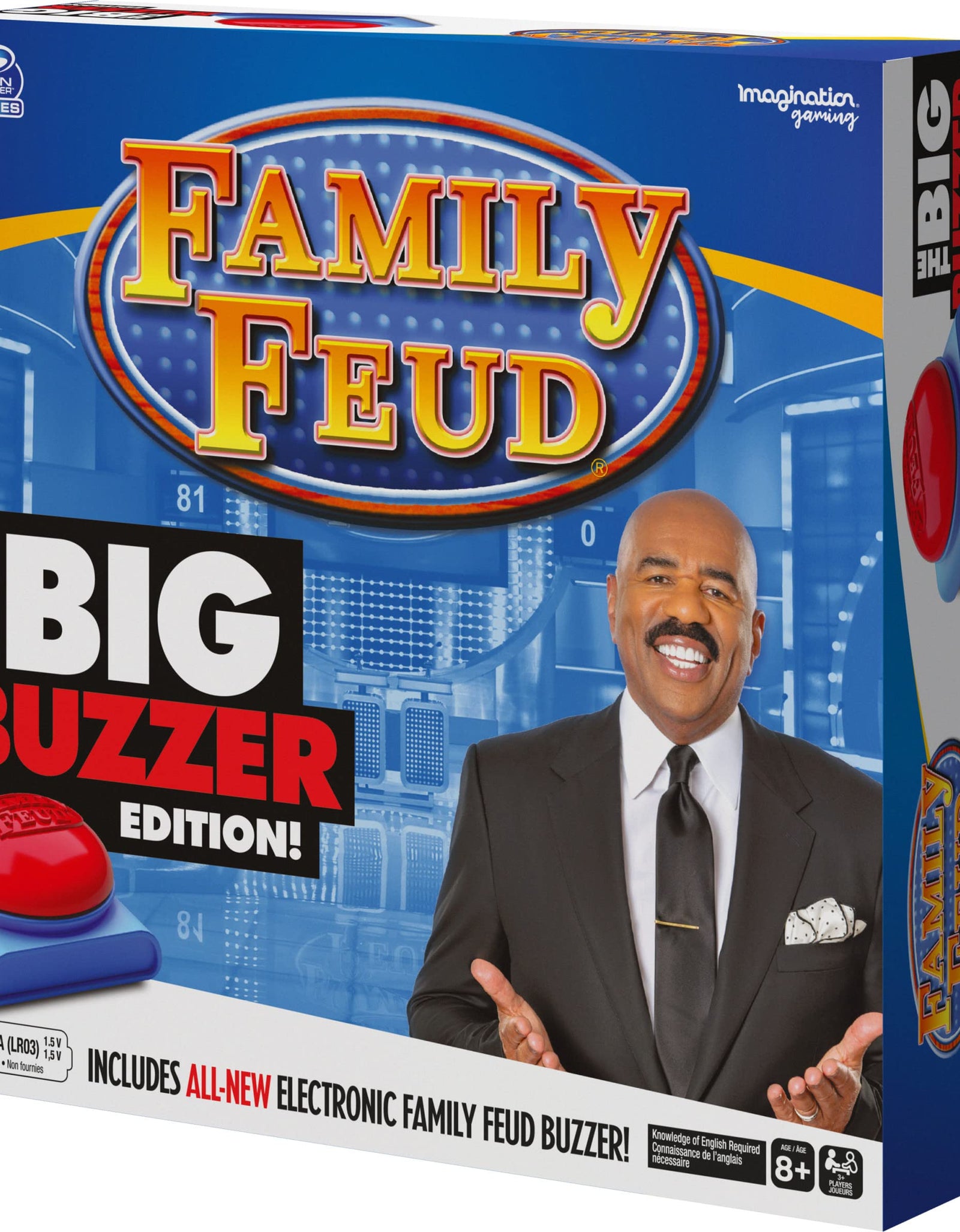 Family Feud Big Buzzer Game, Amazon Exclusive “Buzz in” with The Electronic Buzzer Board Game for Hilarious Family Fun, Ages 8 and up