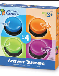Learning Resources Answer Buzzers, Set of 4 Assorted Colored Buzzers, Game Show Buzzers, 3-1/2in, Multicolor, Ages 3+
