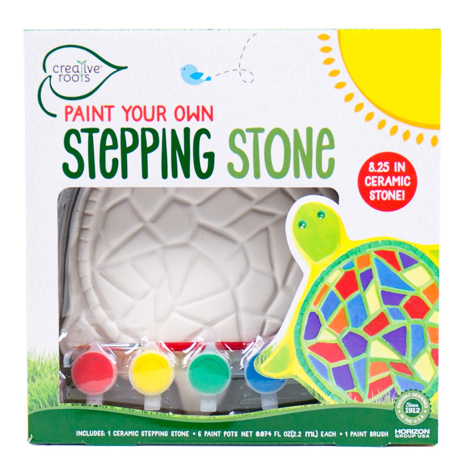 Creative Roots 92849 Paint Your Own Turtle Stepping Stone by Horizon Group Usa, 6 Paint Pots and Brush included, Assorted