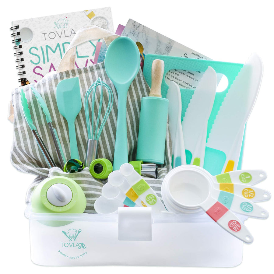 Tovla Jr. Kids Cooking and Baking Gift Set with Storage Case - Complete Cooking Supplies for the Junior Chef - Kids Baking Set for Girls & Boys - Real Accessories & Utensils for the Curious Child