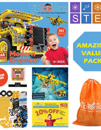 STEM Toys Building Sets for Boys 8-12 - 361 Pcs Construction Engineering Kit Builds Dump Truck or Airplane (2in1) STEM Building Toys Set for Kids - Ages 6 7 8 9 10 11 12 Years Old, Boy Toys Gift
