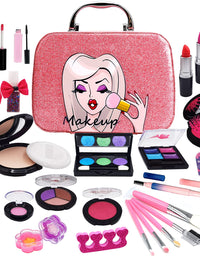Washable Kids Makeup Girl Toys - Non Toxic Real Kids Makeup Kit for Girls Nature Make Up Set for Child Toddler Children Princess Christmas Birthday Gifts Present for 4 5 6 7 8 9 10 Year Old Girls Gift
