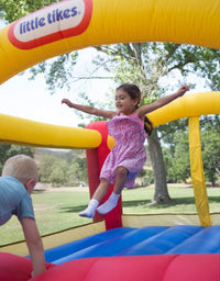 Little Tikes Jump 'n Slide Bouncer - Inflatable Jumper Bounce House Plus Heavy Duty Blower With GFCI, Stakes, Repair Patches, And Storage Bag 106.2 Inch x 137.7 Inch x 65.7 Inch Ages 3-8 Years
