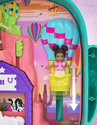 Polly Pocket Pocket World Cactus Cowgirl Ranch Compact with Fun Reveals, Micro Polly and Shani Dolls, 2 Horse Figures and Sticker Sheet for Ages 4 and Up [Amazon Exclusive]
