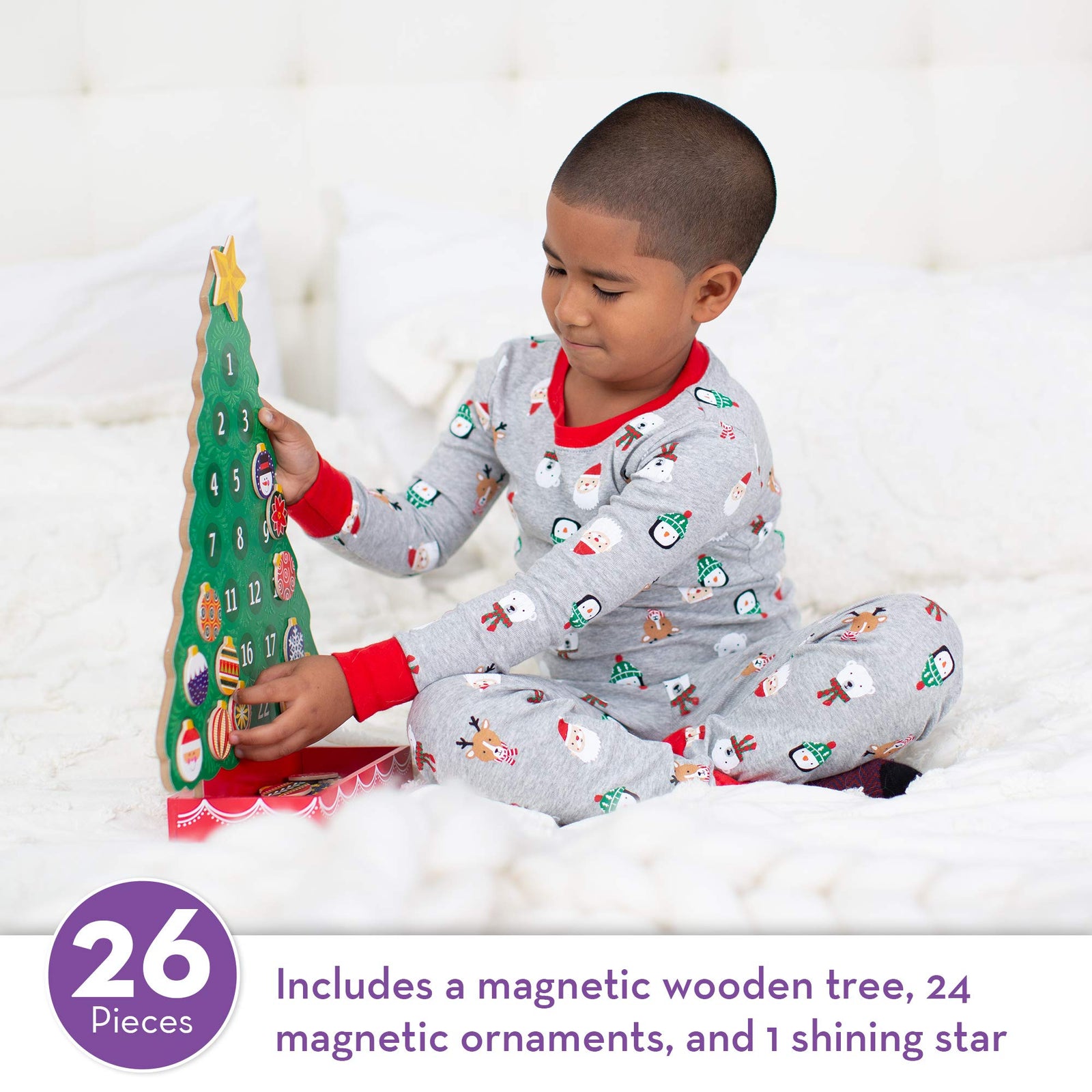 Melissa & Doug Countdown to Christmas Wooden Advent Calendar - Magnetic Tree, 25 Magnets