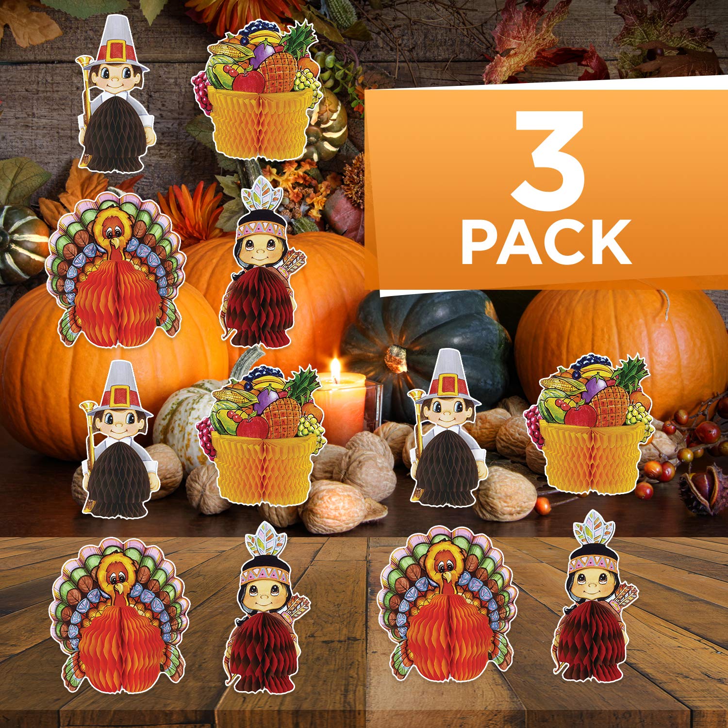 Beistle 4-Pack Decorative Thanksgiving Playmates, 4-Inch-5-Inch