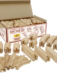 Wooden Train Track 52 Piece Set - 18 Feet Of Track Expansion And 5 Distinct Pieces - 100% Compatible with All Major Brands Including Thomas Wooden Railway System - by Right Track Toys
