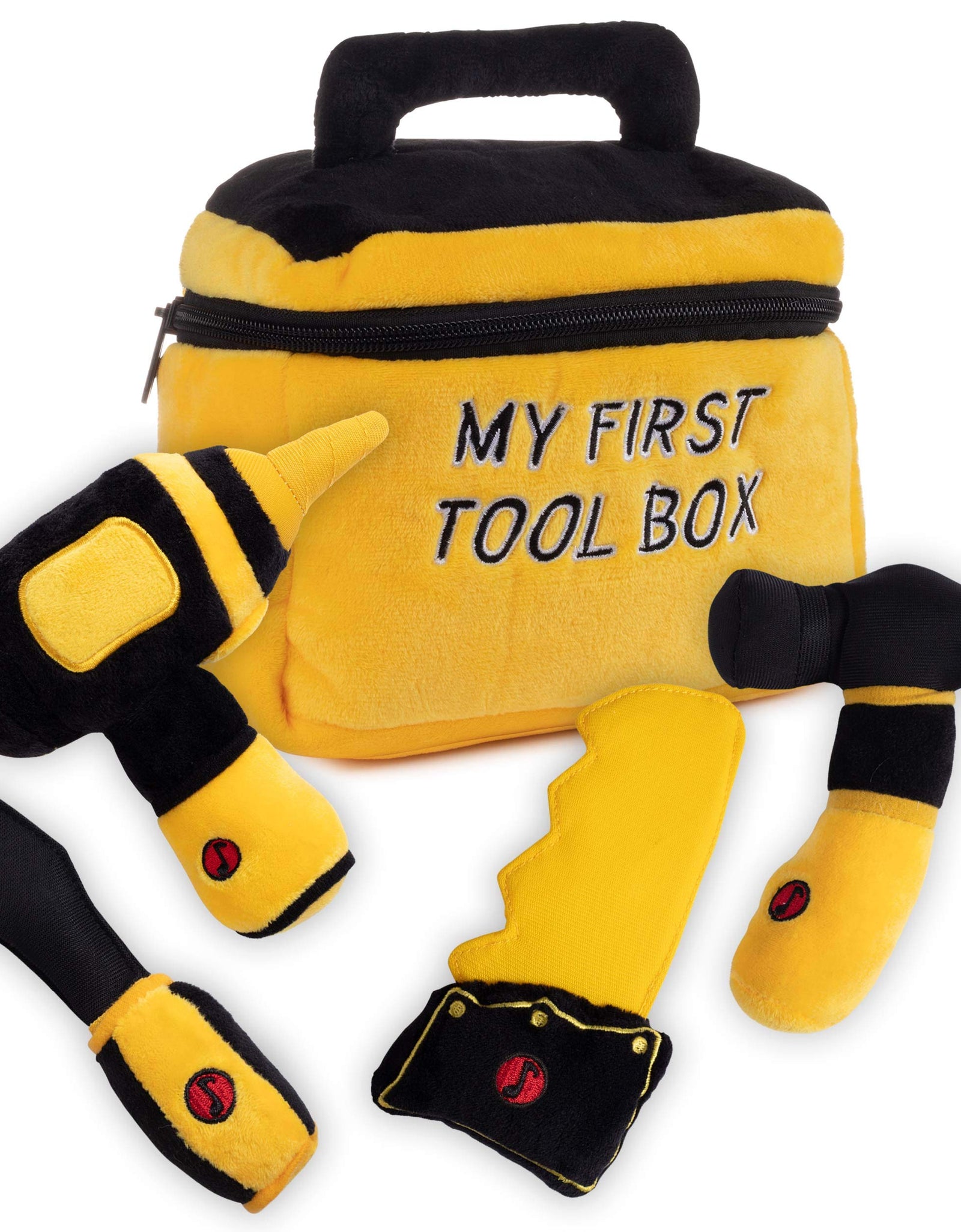 Toy Tool Set for Toddlers | Includes Cuddly Hammer, Handsaw, Screwdriver, Hand Drill, & Zippered Tool Box with Cool Sounds | Soft Plush Toys Made from Durable & Hypoallergenic Fabric