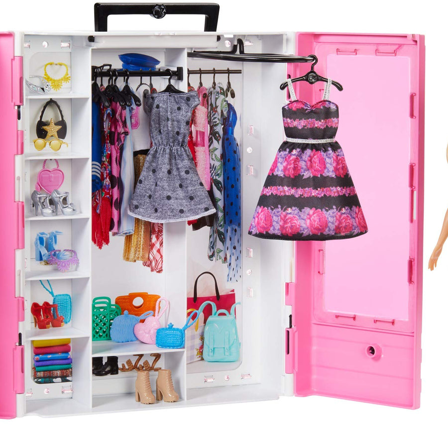 Barbie Fashionistas Ultimate Closet Portable Fashion Toy with Doll, Clothing, Accessories and Hangars, Gift for 3 to 8 Year Olds