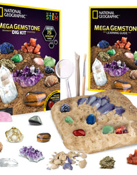 NATIONAL GEOGRAPHIC Mega Gemstone Dig Kit – Dig Up 15 Real Gems, STEM Science & Educational Toys make Great Kids Activities
