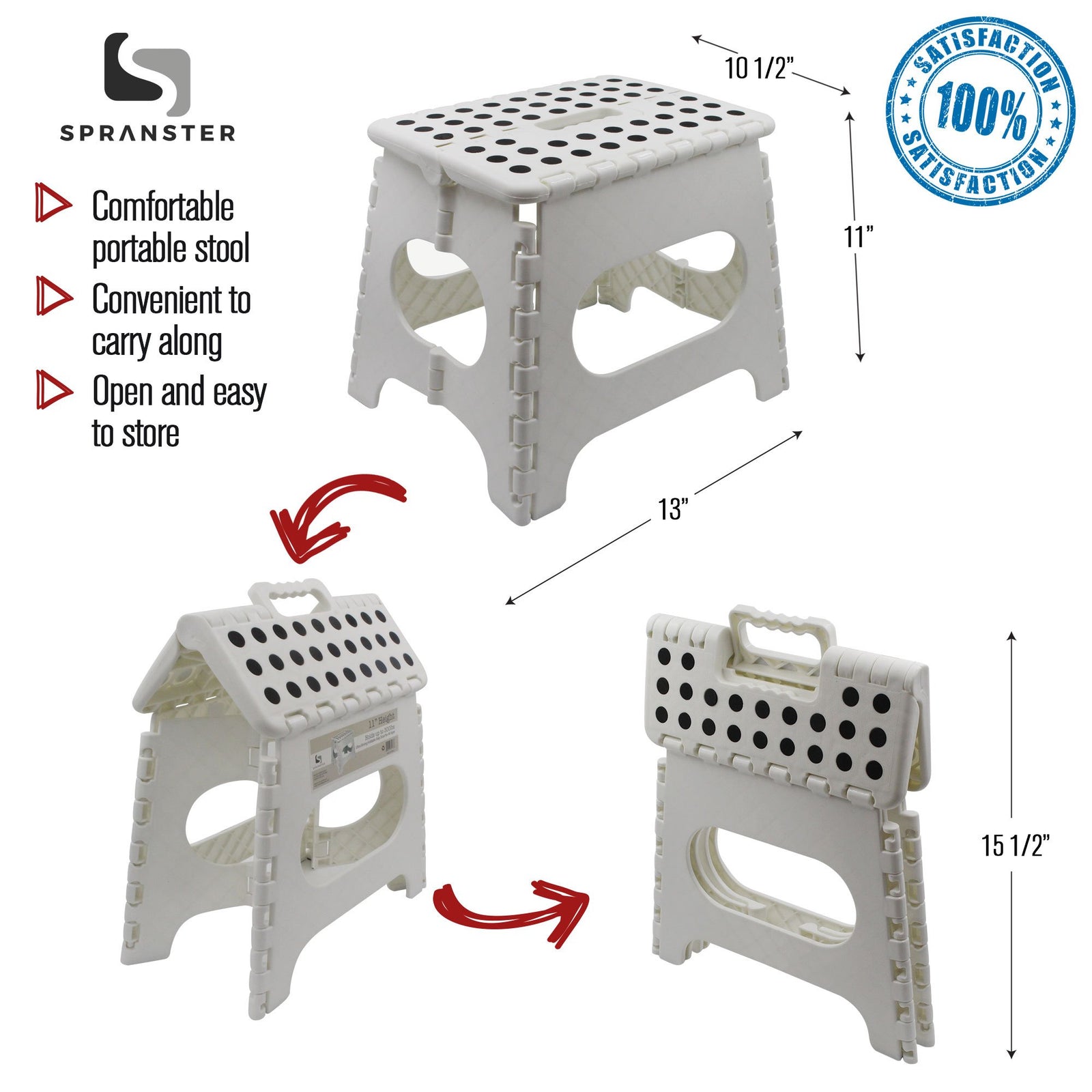 Super Strong Folding Step Stool - 11" Height - Holds up to 300 Lb - The Lightweight Foldable Step Stool is Sturdy Enough to Support Adults and Safe Enough for Kids