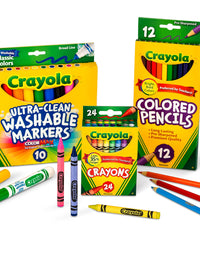 Crayola Back To School Supplies, Grades 3-5, Ages 7, 8, 9, 10, Contains 24 Crayola Crayons, 10 Washable Broad Line Markers, and 12 Colored Pencils
