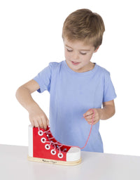 Melissa & Doug Deluxe Wood Lacing Sneaker - Learn to Tie a Shoe Educational Toy
