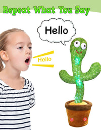 M MITLINK Dancing Cactus Repeats What You Say,Electronic Plush Toy with Lighting,Singing Cactus Recording and Repeat Your Words for Education Toys,Singing Cactus Toy, Cactus Plush Toy (Green)
