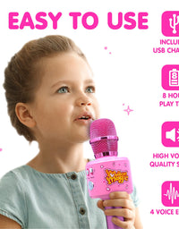 Move2Play Bluetooth & 30 Famous Songs Kids Karaoke Microphone, Gift for Girls Age 4 5 6 7 8 Years Olds
