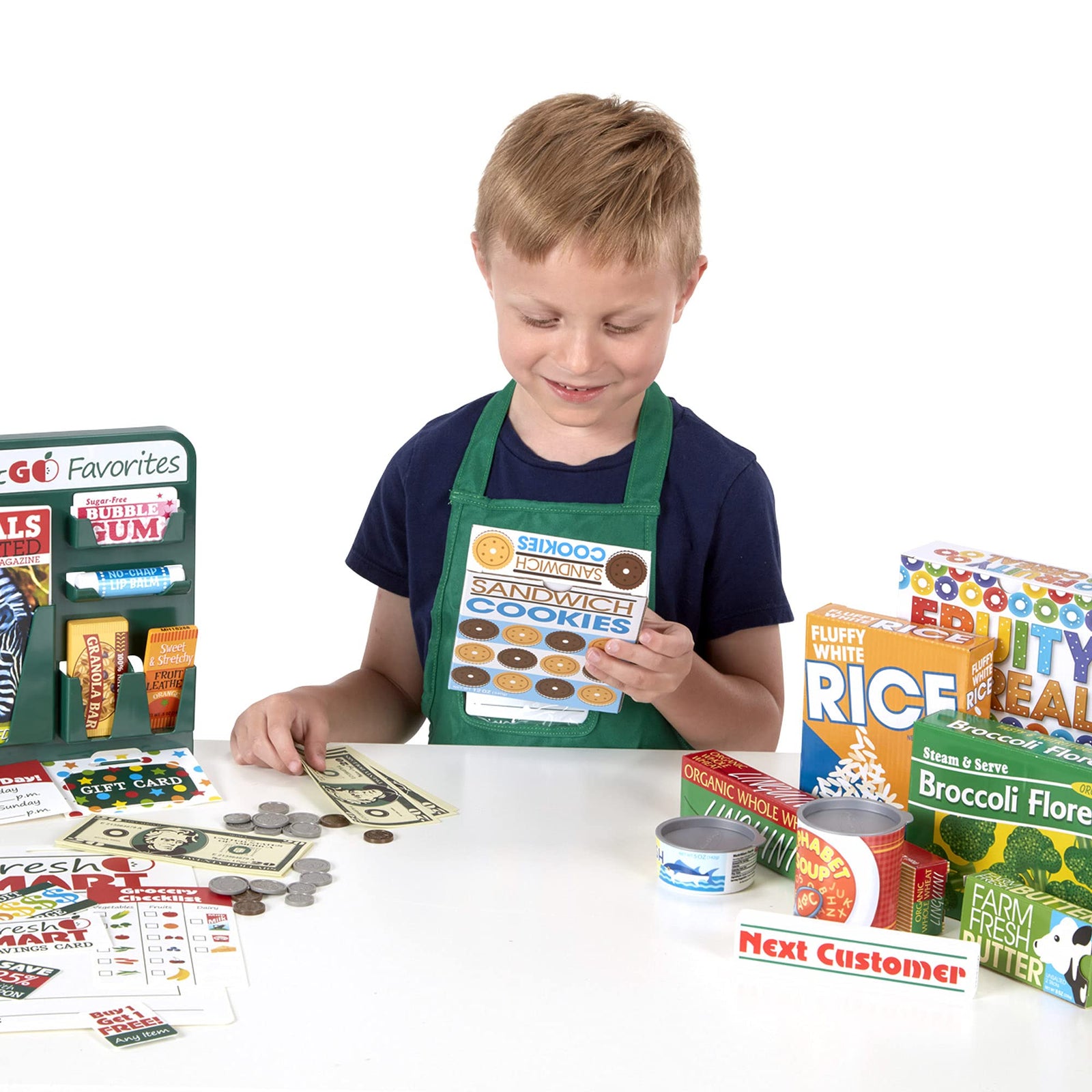 Melissa & Doug Fresh Mart Grocery Store Play Food and Role Play Companion Set (84 pcs)