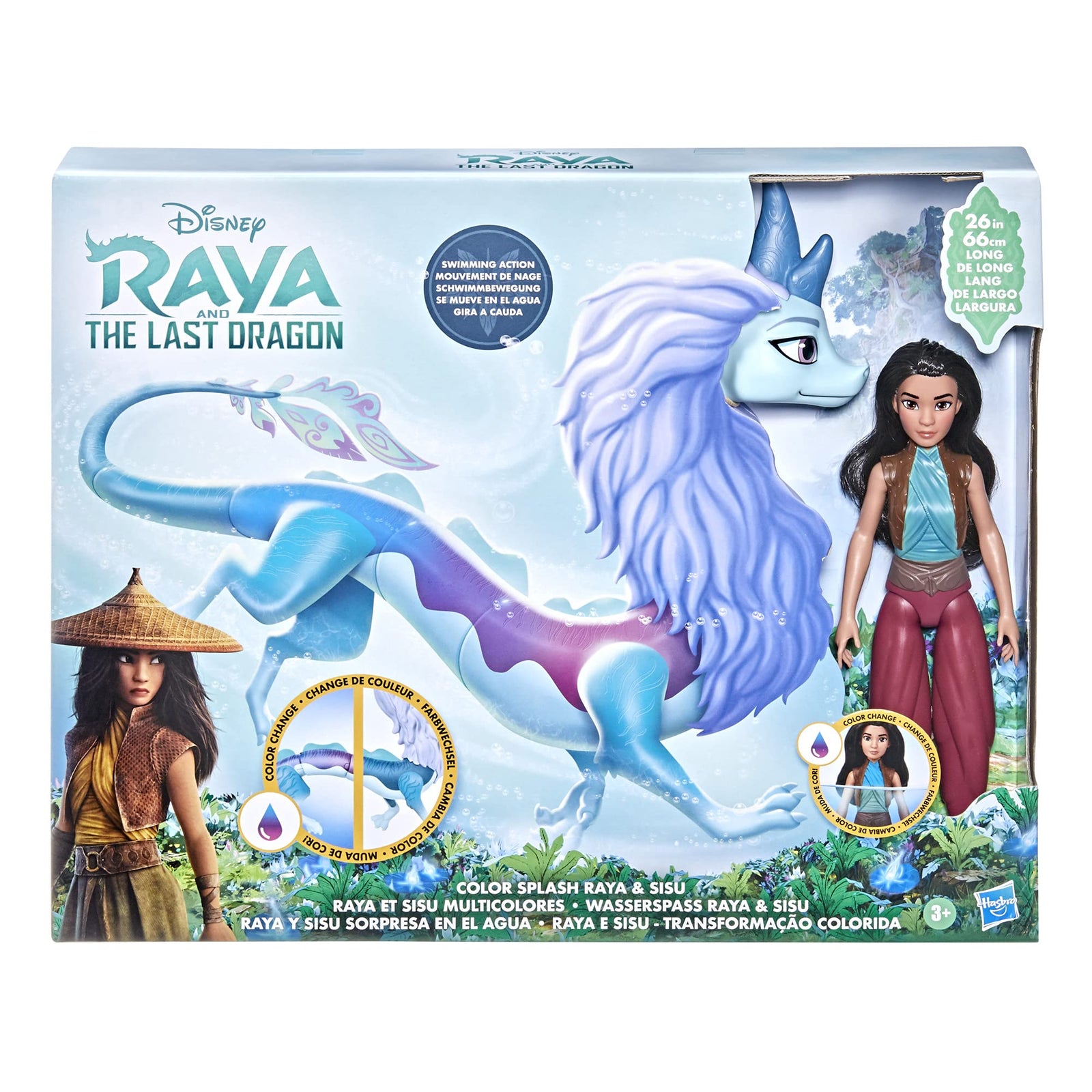 Disney's Raya and The Last Dragon Color Splash Raya and Sisu Dragon, Water Toy for Kids 3 and Up