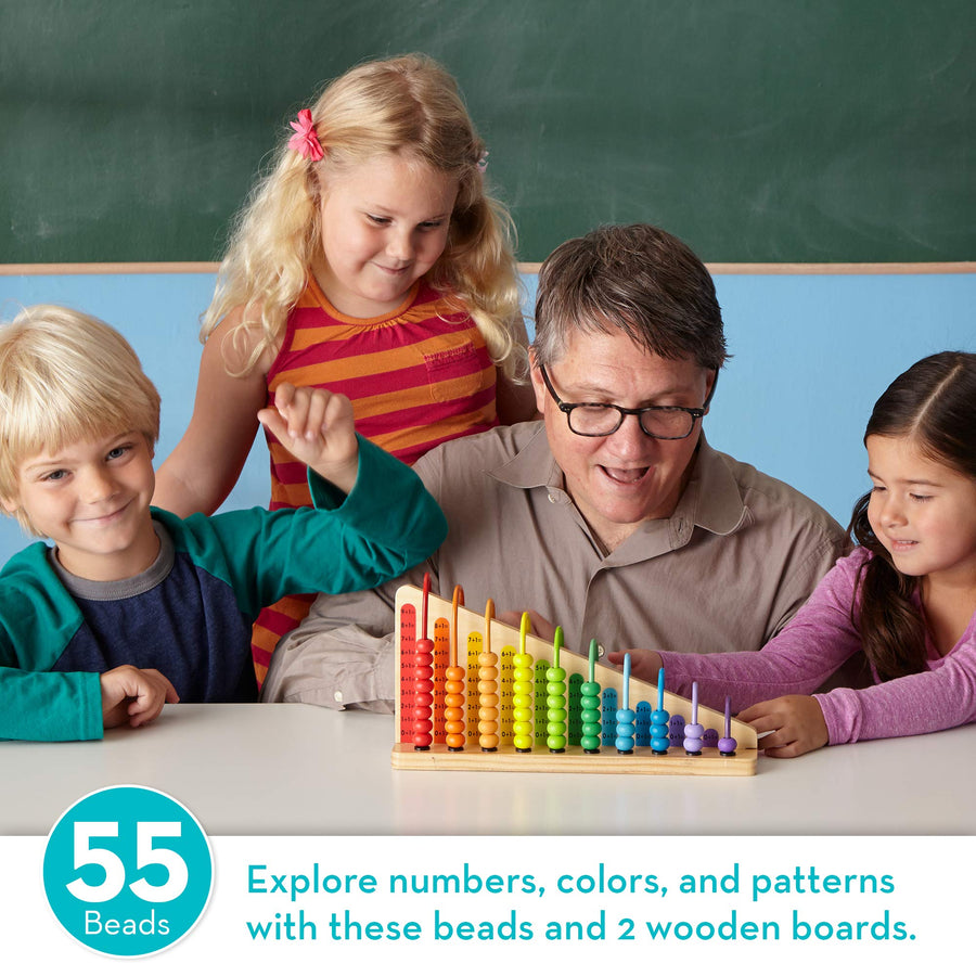 Melissa & Doug Add & Subtract Abacus - Educational Toy With 55 Colorful Beads and Sturdy Wooden Construction