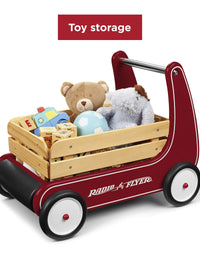 Radio Flyer Classic Walker Wagon, Sit to Stand Toddler Toy, Wood Walker, 1-4 Years , Red
