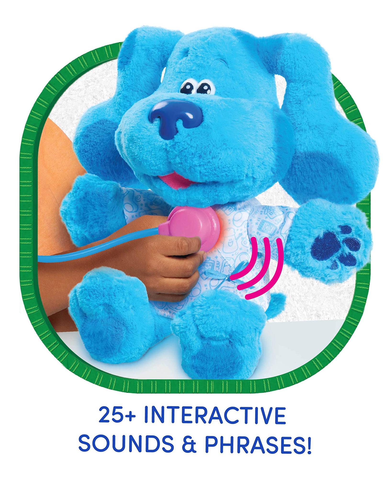 Blue's Clues & You! Check-Up Time Blue Lights and Sounds Interactive 13-Inch Plush, 7-Piece Pretend Play Doctor Set, by Just Play