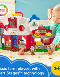 Fisher-Price Little People Caring for Animals Farm Playset with Smart Stages Learning Content for Toddlers and Preschool Kids

