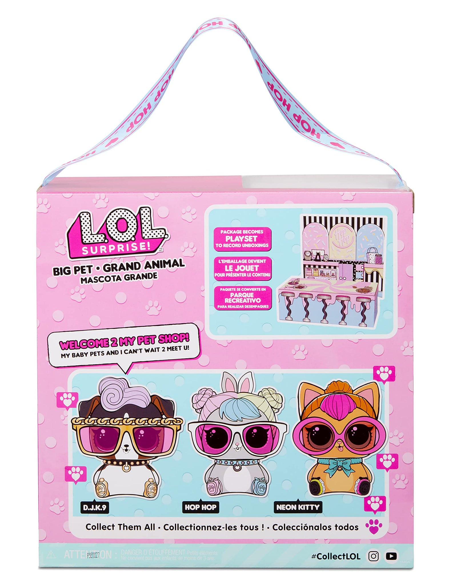 LOL Surprise Big Pet Hop Hop with 15 Surprises Including Wear and Share Glasses & Necklace, 2 Pet Babies, Accessories, Backpack or Piggy Bank, Gifts for Kids and Toys for Girls Ages 4 5 6 7+ Years Old