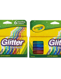 Crayola Glitter Markers, Assorted Colors, Gift, 6 Count (58-8629)
