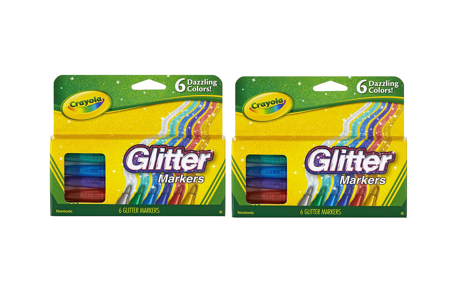 Crayola Glitter Markers, Assorted Colors, Gift, 6 Count (58-8629)