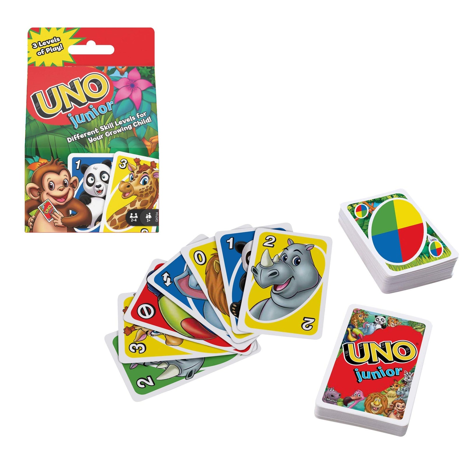 Mattel UNO Junior Card Game with 45 Cards, Gift for Kids 3 Years Old & Up