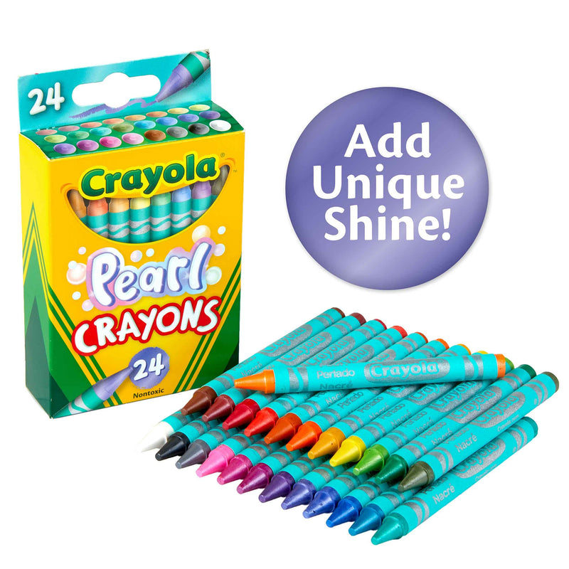 Crayola Pearl Crayons, Pearlescent Colors, 24Count Multi, 4.5" x 2.8" x 1.1"