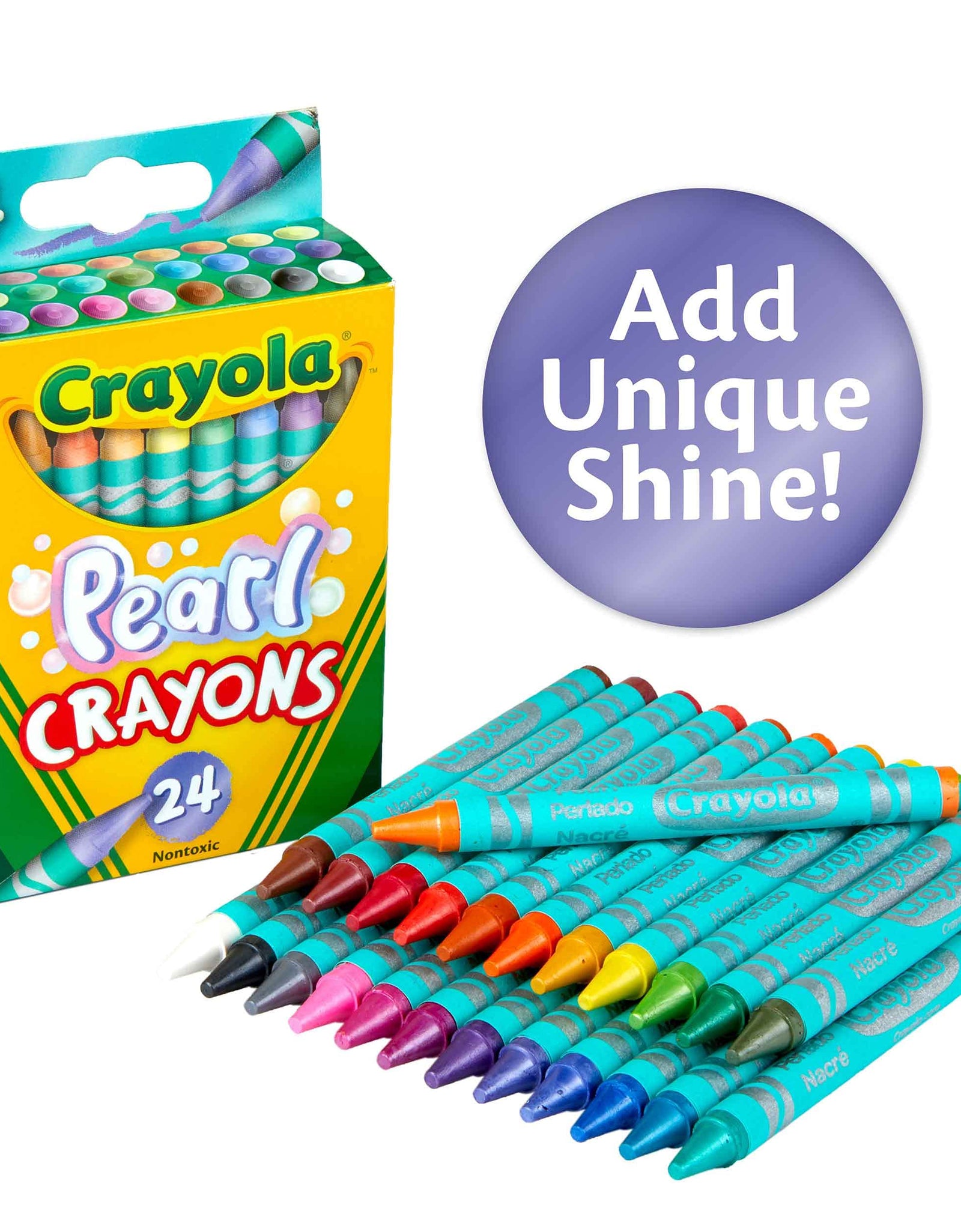 Crayola Pearl Crayons, Pearlescent Colors, 24Count Multi, 4.5" x 2.8" x 1.1"