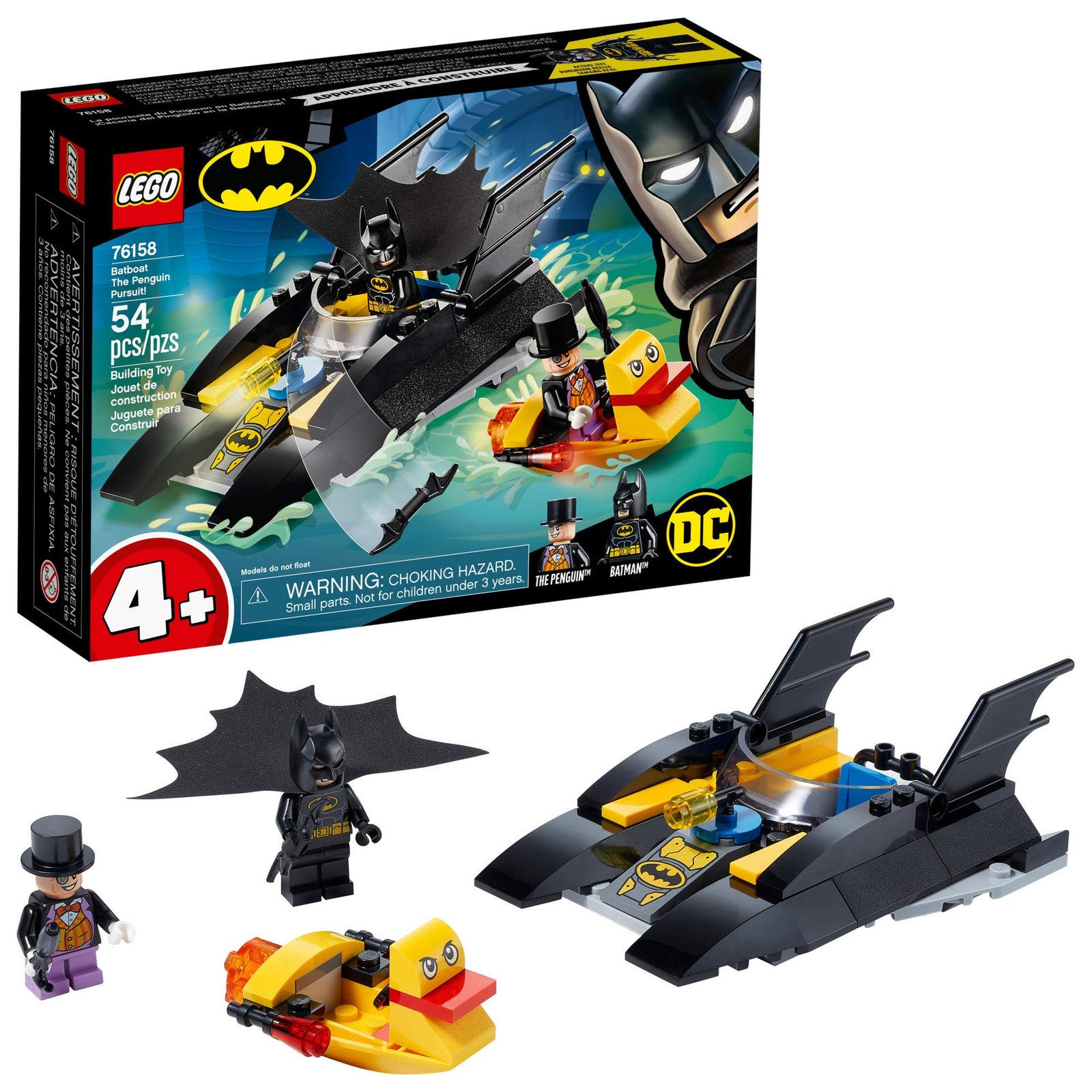 LEGO DC Batboat The Penguin Pursuit! 76158 Top Batman Building Toy for Kids, with Super-Hero Minifigures, 2 Boats, a Batarang and an Umbrella, Great Holiday or Birthday Gift (55 Pieces)