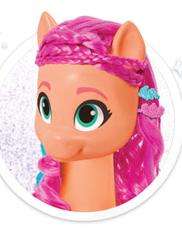 My Little Pony Sunny Starscout Styling Head, Color Change, 14-Pieces Include Wear and Share Accessories, Pink, Hair Styling for Kids, by Just Play
