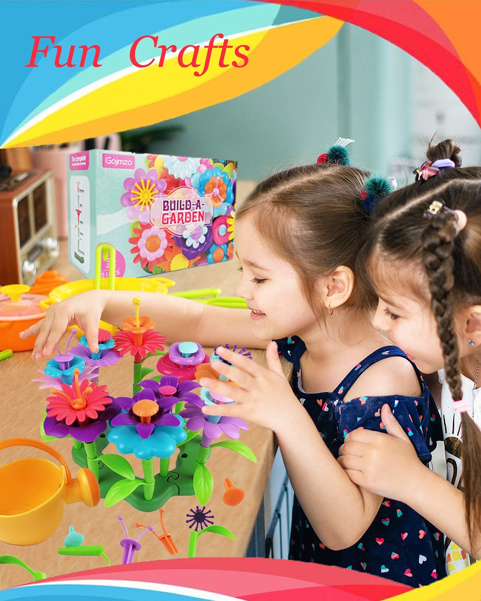 Toys for 3 4 5 6 Year Old Girls, Preschool Activities Christmas & Birthday Gifts for Toddlers and Kids Flower Garden Building Toys 51 PCS
