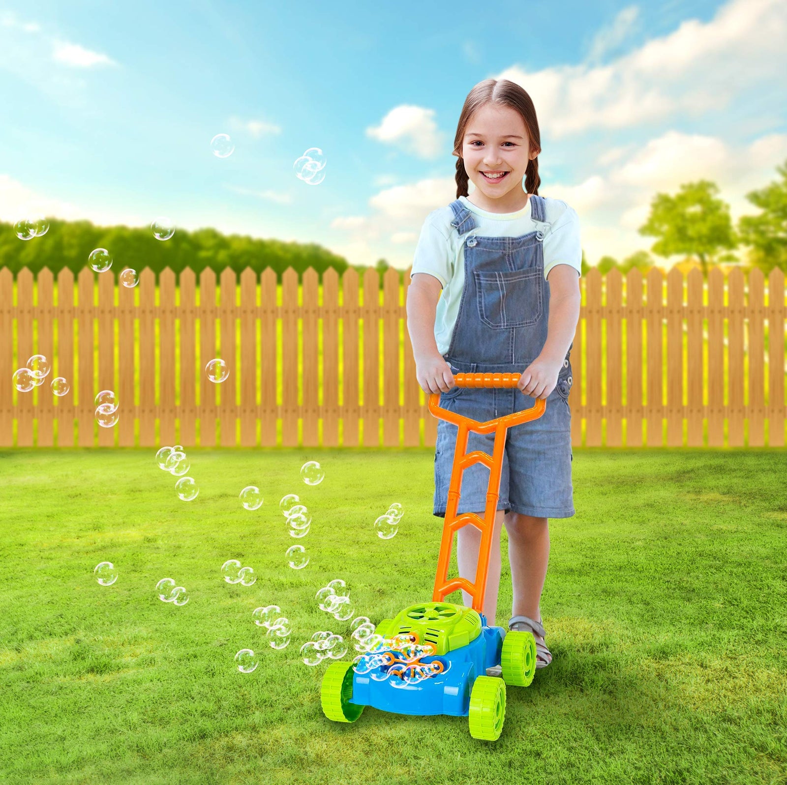 ArtCreativity Bubble Lawn Mower - Electronic Bubble Blower Machine - Fun Bubbles Blowing Push Toys for Kids - Bubble Solution Included - Birthday Gift for Boys, Girls, Toddlers
