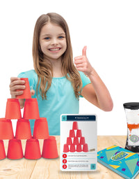 Gamie Stacking Cups Game with 18 Fun Challenges and Water Timer, 24 Stacking Cups, Sturdy Plastic, Classic Family Game, Great Gift Idea for Boys and Girls, Tons of Fun

