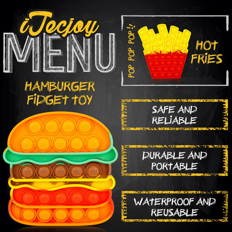 iTechjoy Fidget Toys Push It, Bubble Pop Popping Sensory Fidget Toy For Adult And Children, Its Push bubble Stress Toy For Autism, Sensory Popper Game Toy For Kids Boys Girls, Hamburger & Fries Shapes