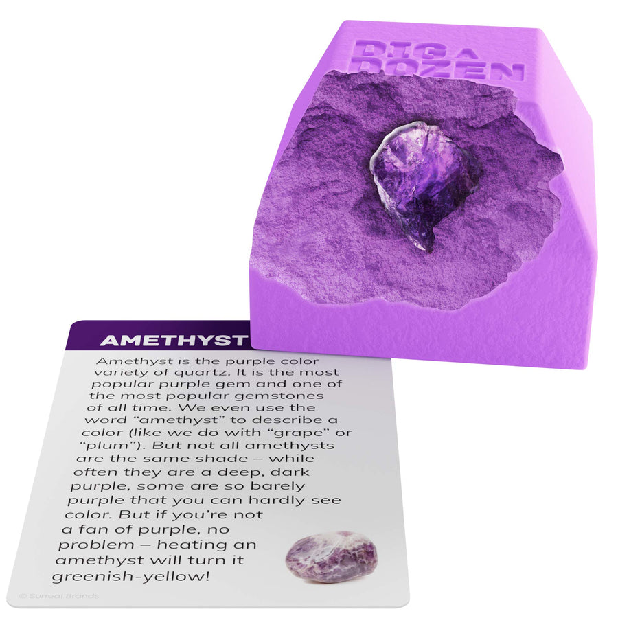 Dig a Dozen Gem Blocks - Break Open 12 Unique Gemstone Blocks and Discover 12 Real Precious Stones - Mineral & Rock Collection for Kids - Archaeology Geology Science Gift for Boys & Girls